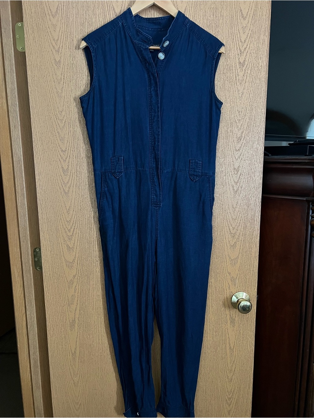 Banana Republic Denim Sleeveless Navy Jumpsuit